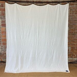 Vintage Ralph Lauren Herringbone Woven Blanket Off White 90” x 90” Queen Cotton